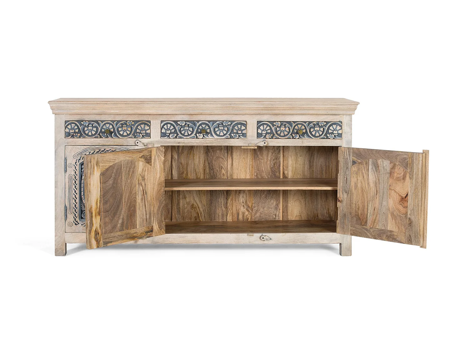 Buffet en bois de manguier de style méditerranéen moderne - 90 x 180 x 40