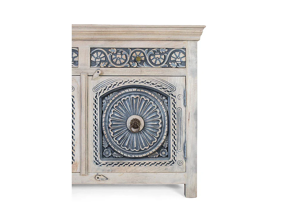 Buffet en bois de manguier de style méditerranéen moderne - 90 x 180 x 40