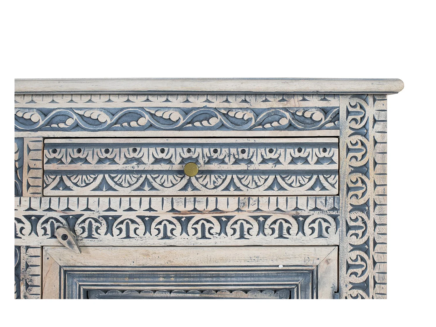 Sideboard mit drei Schubladen und vier Türen aus Sheeshamholz