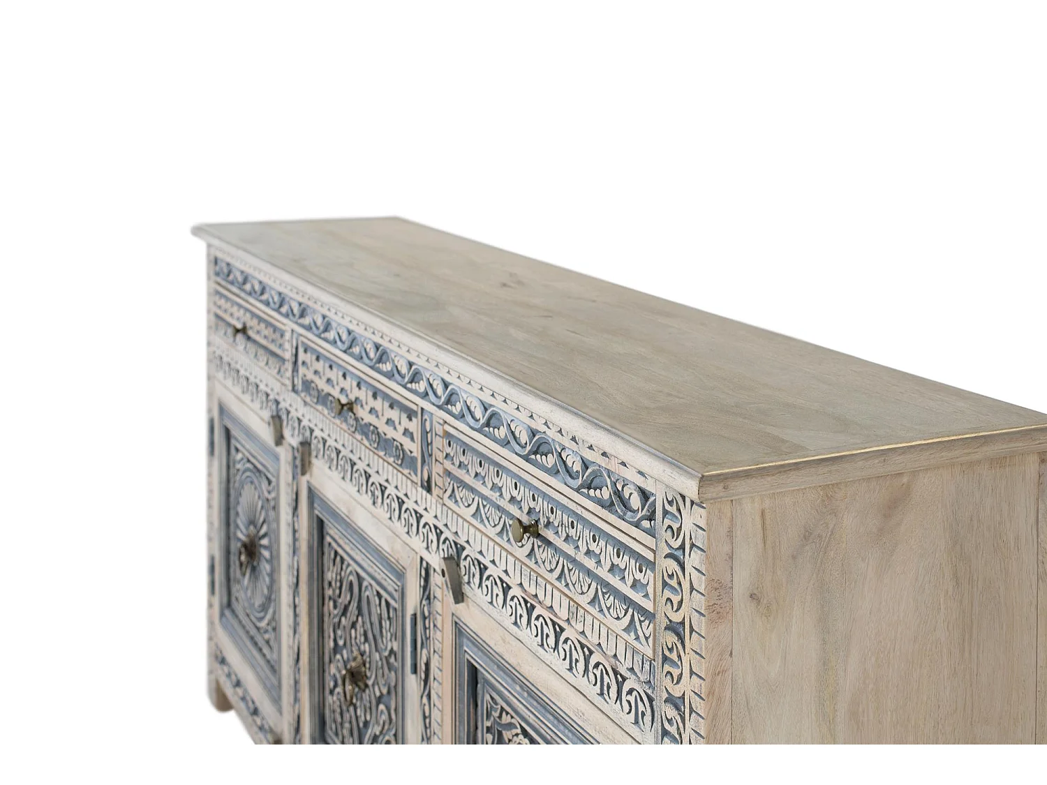 Buffet à trois tiroirs et quatre portes en bois de sheesham