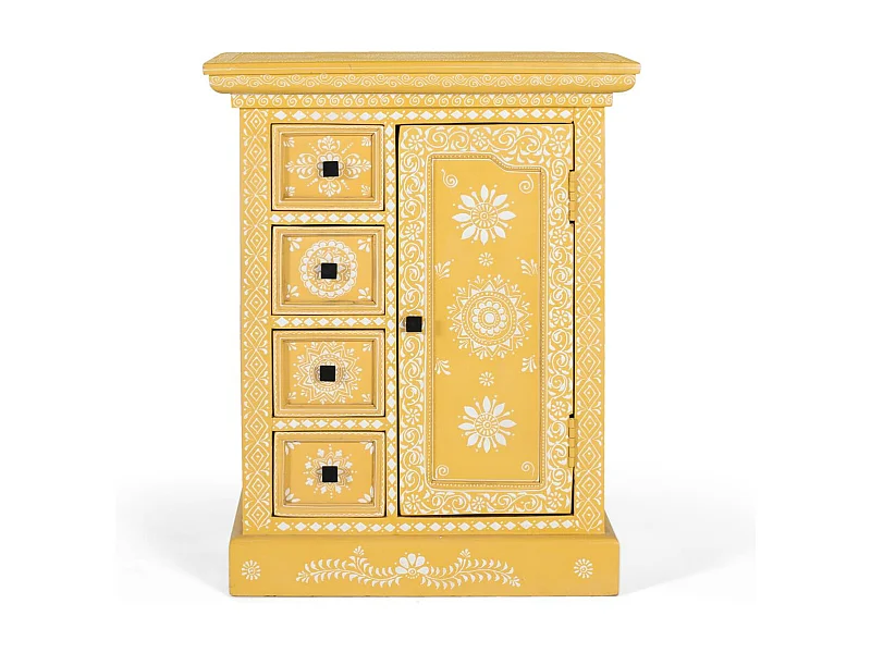 Komoda z drewna mango z ręcznie zdobionymi drzwiami