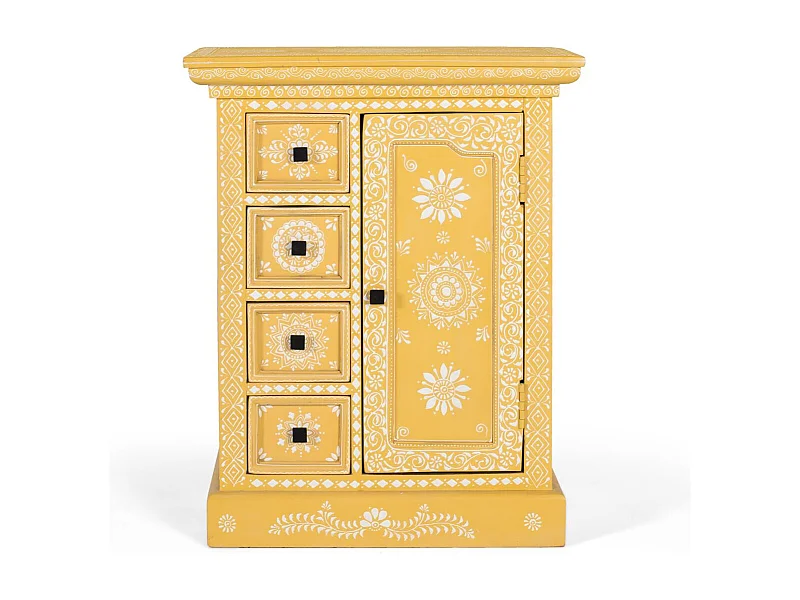 Buffet en bois de manguier avec porte décorée à la main