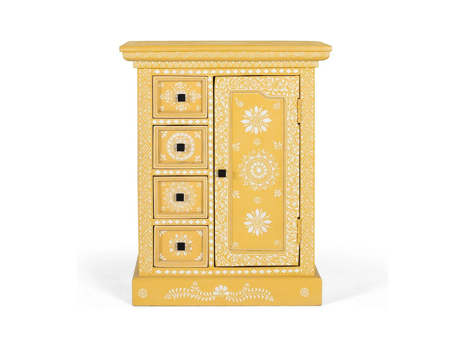 Buffet en bois de manguier avec porte décorée à la main