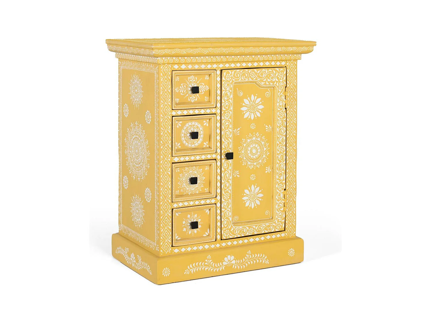 Buffet en bois de manguier avec porte décorée à la main