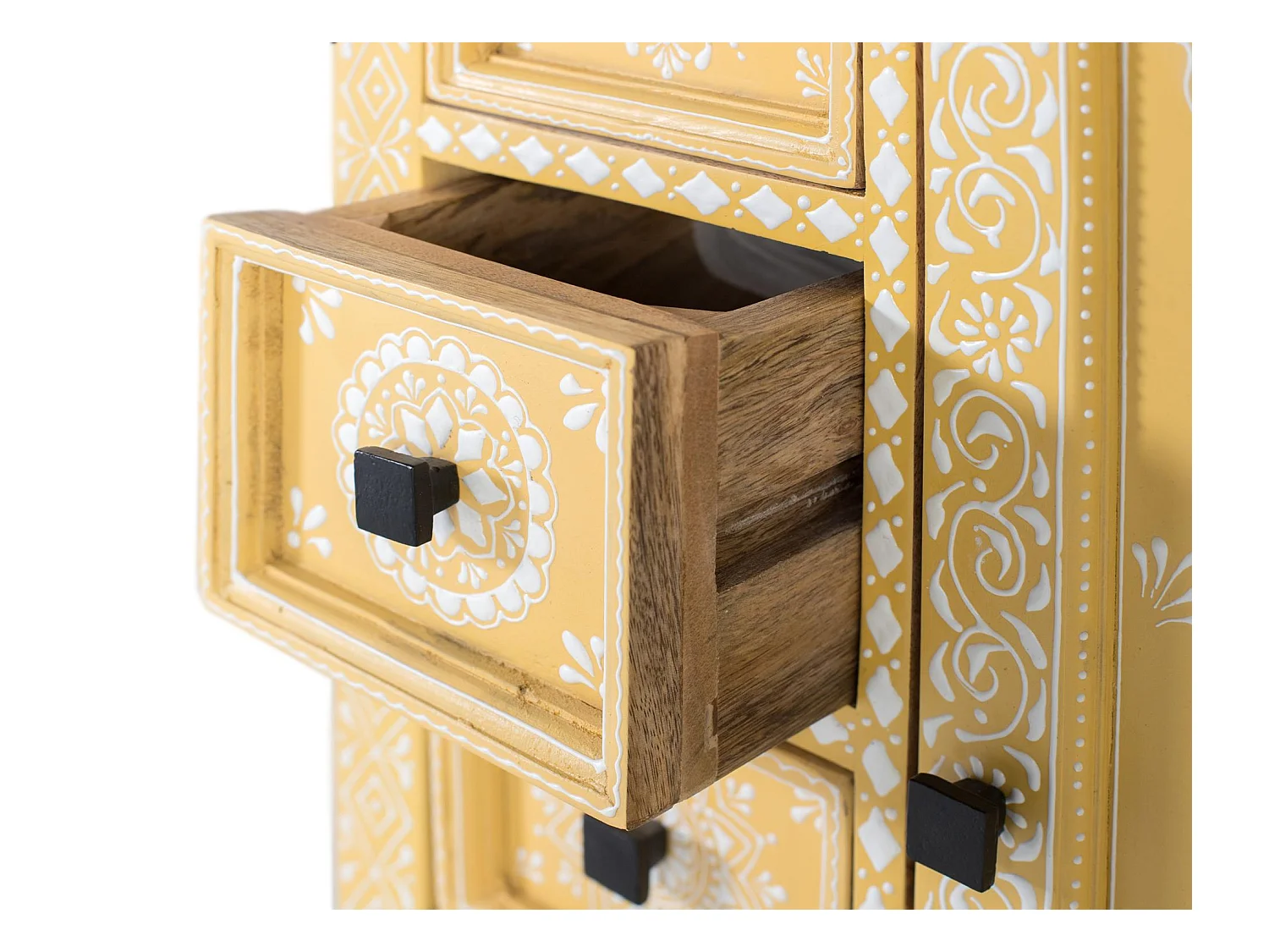 Buffet en bois de manguier avec porte décorée à la main