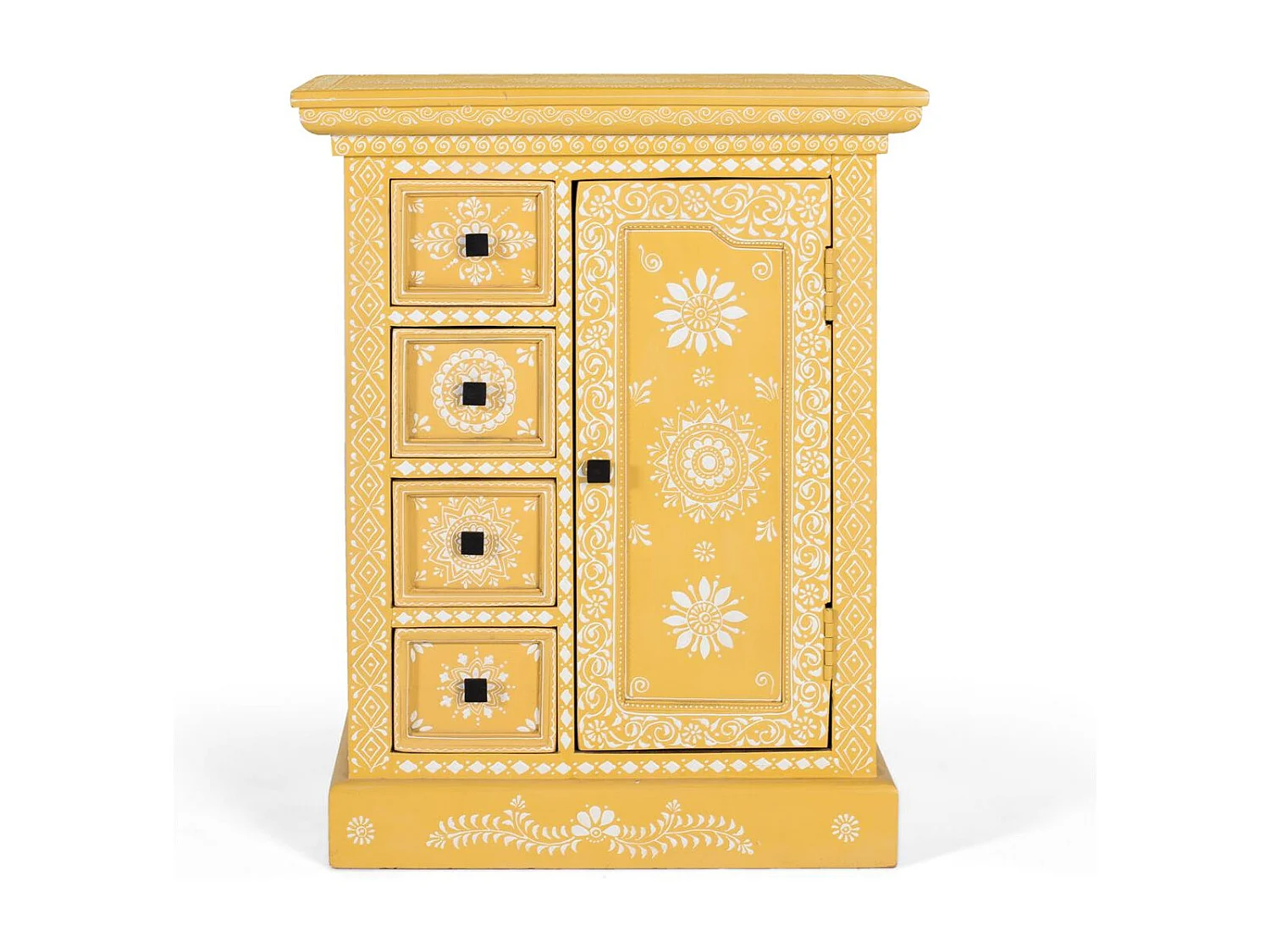 Buffet en bois de manguier avec porte décorée à la main