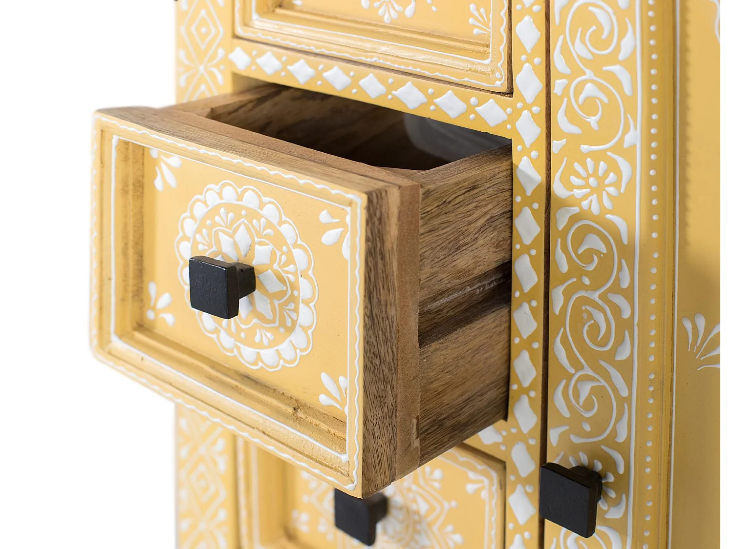 Buffet en bois de manguier avec porte décorée à la main