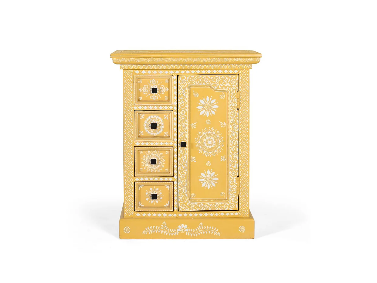 Sideboard aus Mangoholz mit handdekorierter Tür