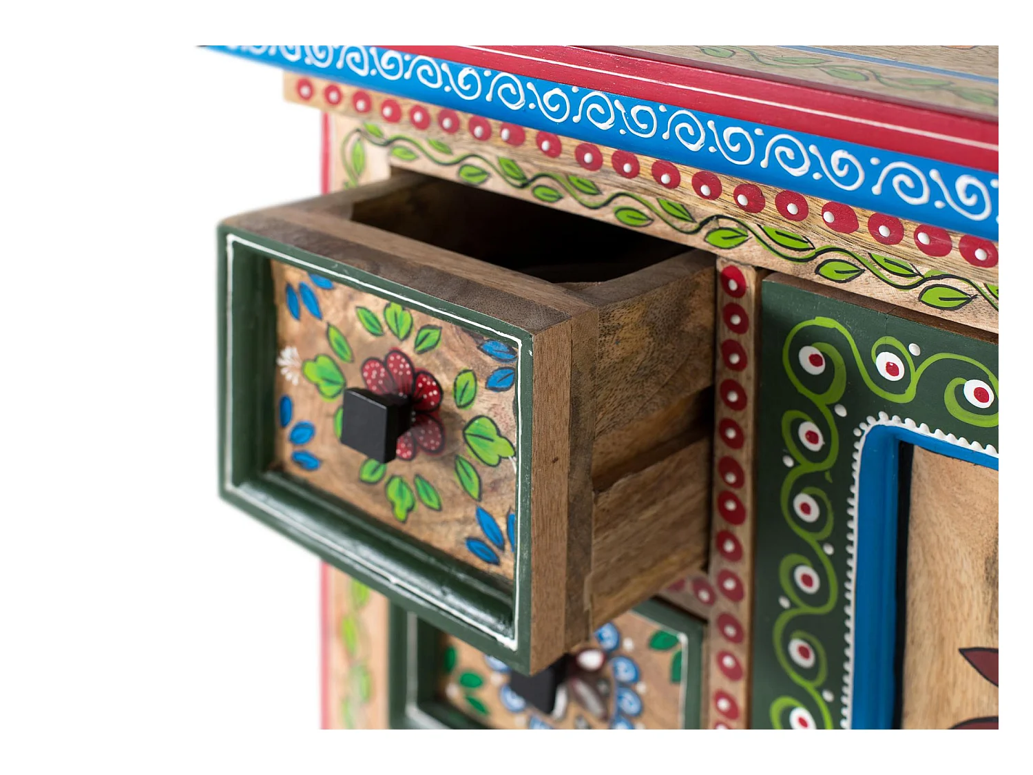 Buffet en bois de manguier avec porte décorée à la main