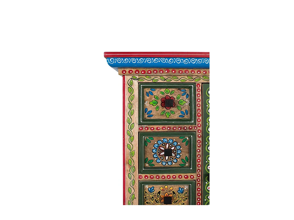 Buffet en bois de manguier avec porte décorée à la main