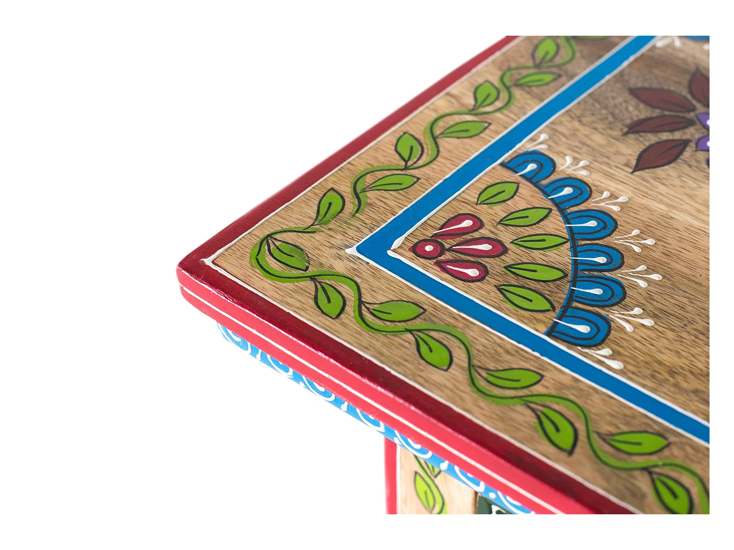 Buffet en bois de manguier avec porte décorée à la main