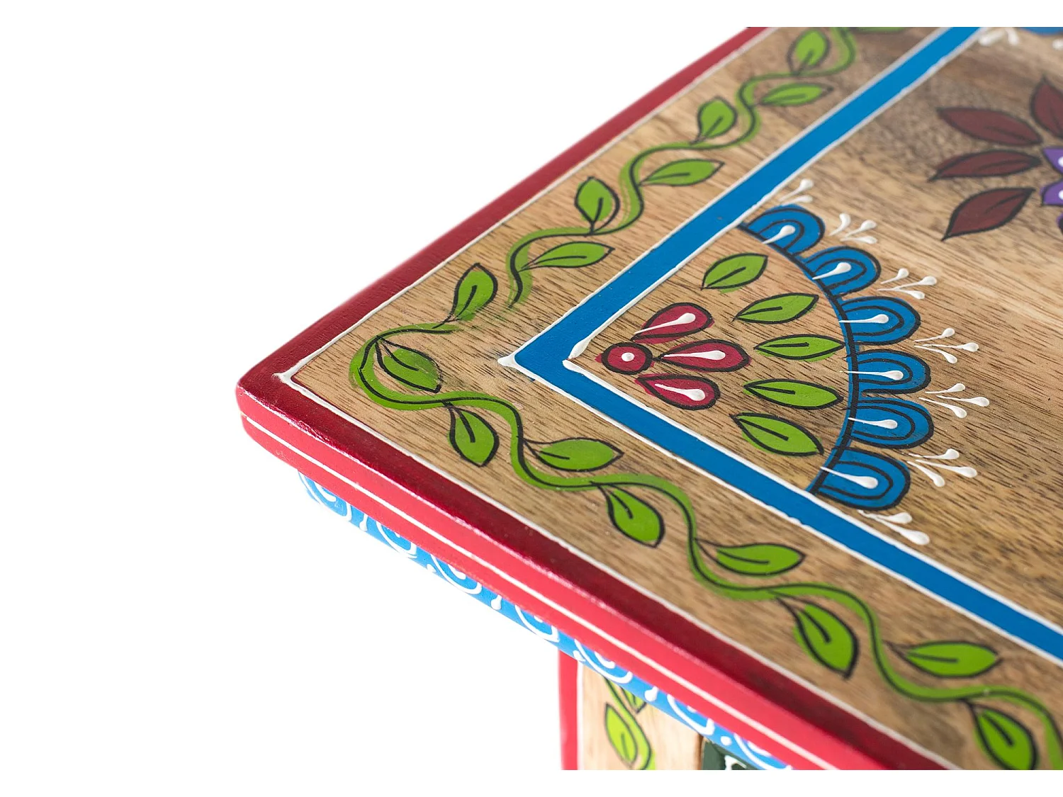 Buffet en bois de manguier avec porte décorée à la main