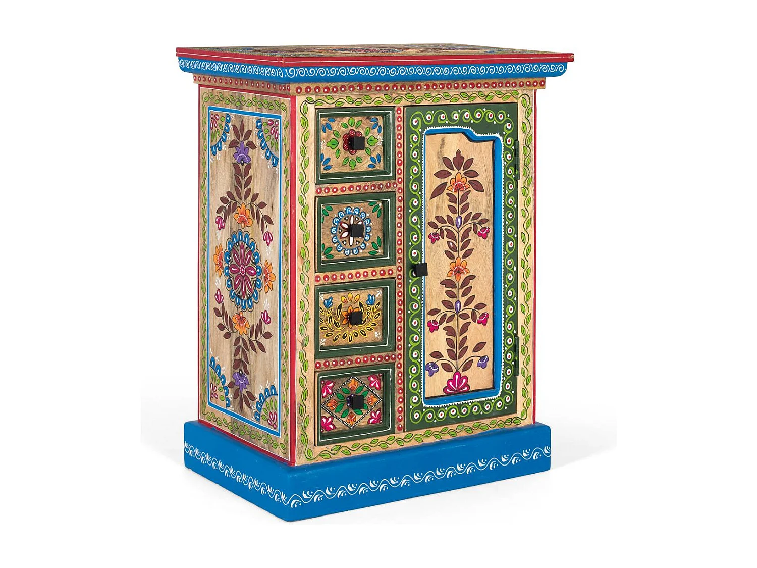 Sideboard aus Mangoholz mit handdekorierter Tür