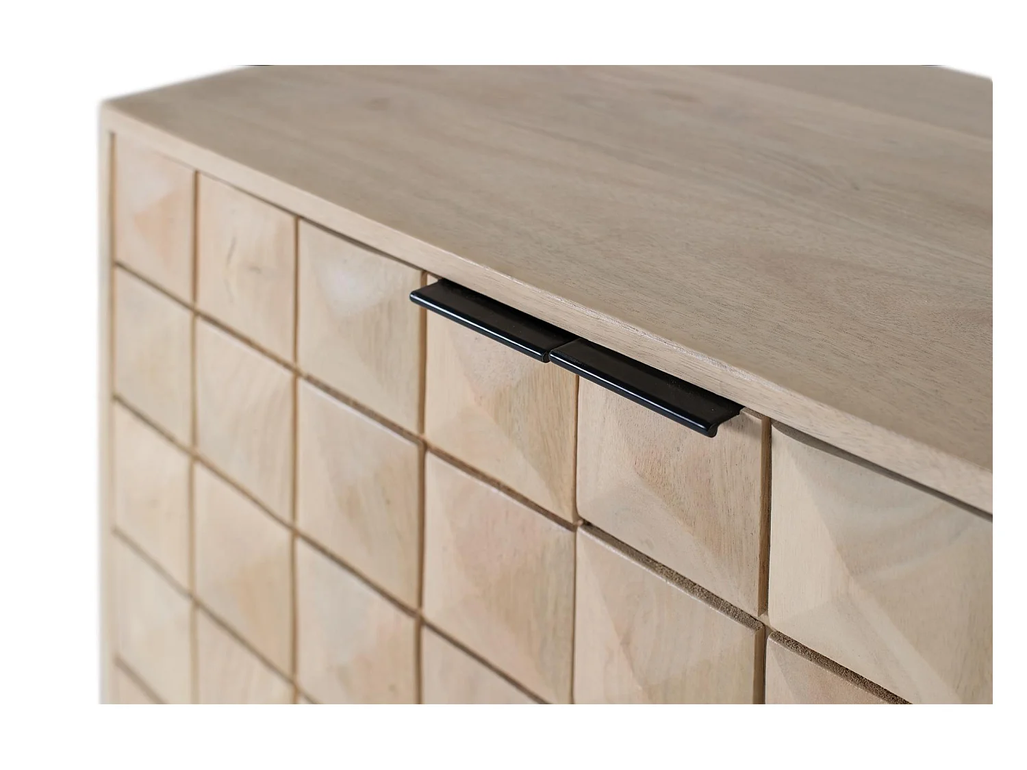 Buffet artisanal en bois de manguier avec veinage naturel