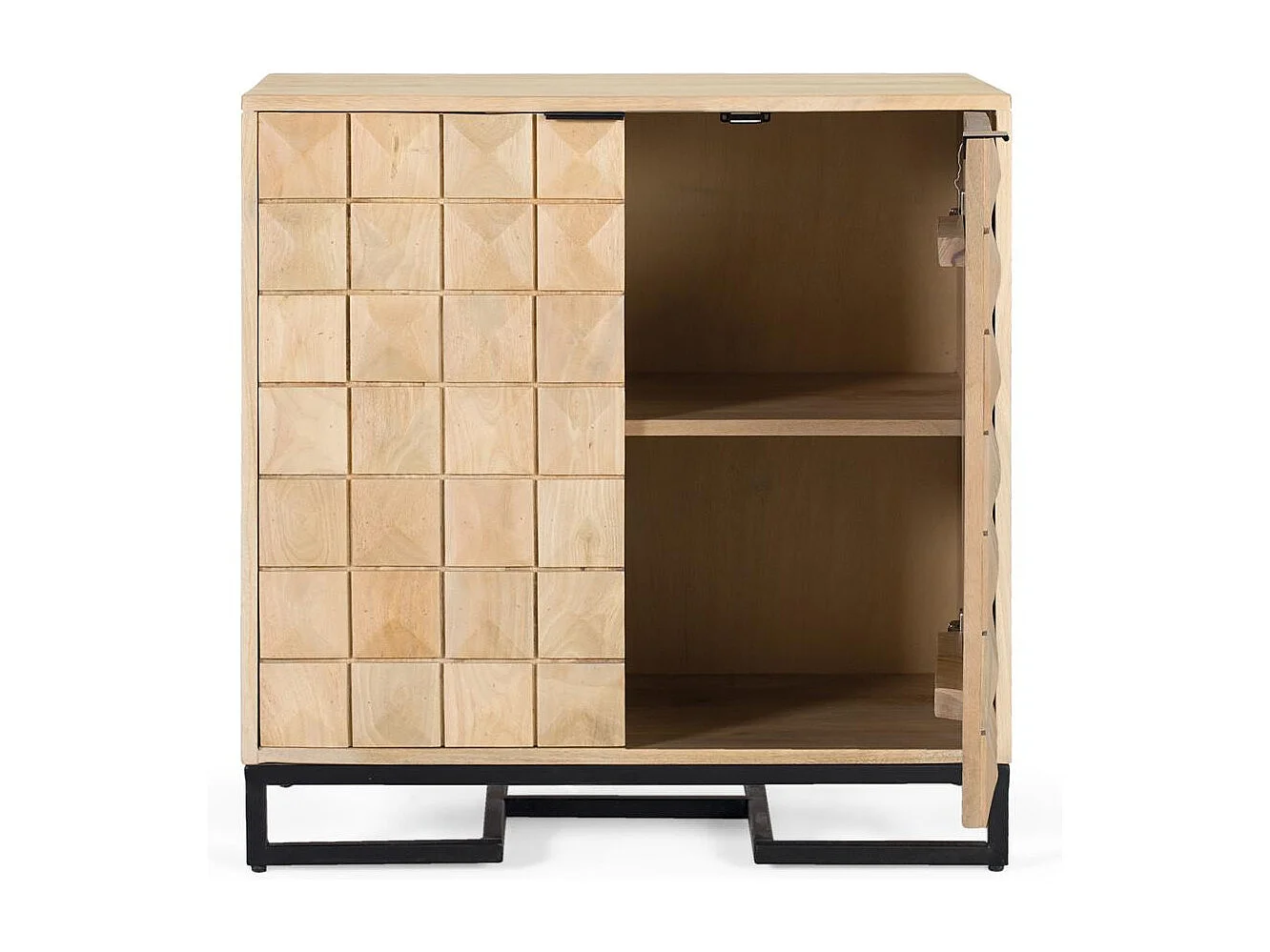 Buffet artisanal en bois de manguier avec veinage naturel