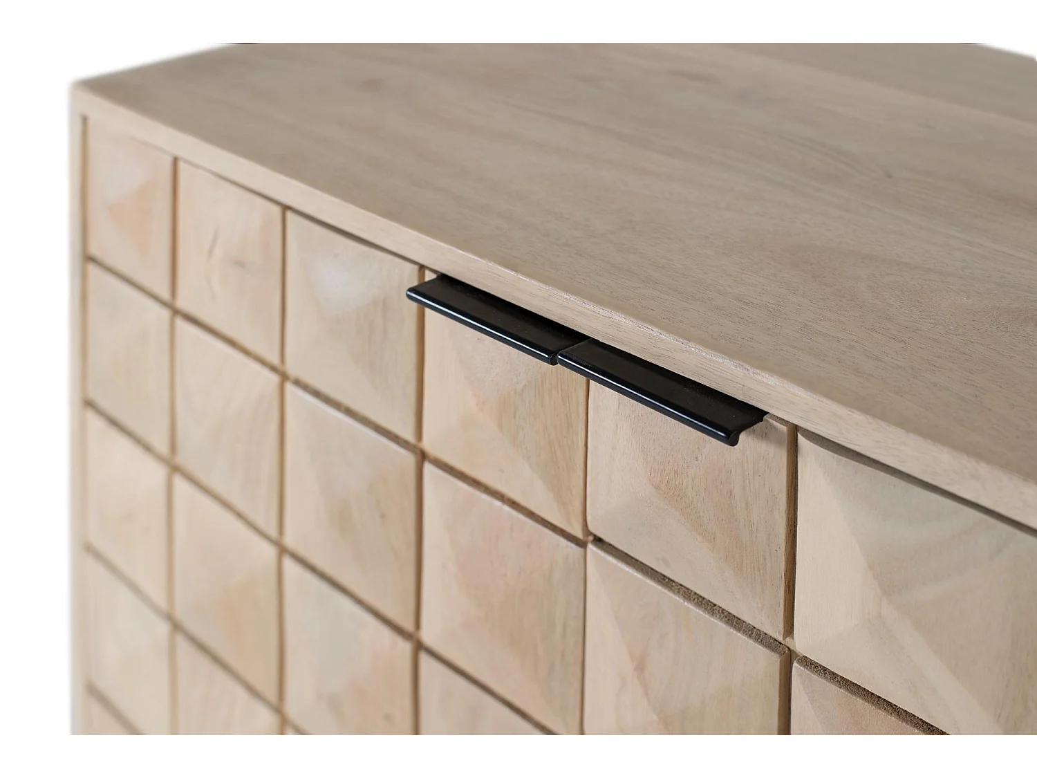 Buffet artisanal en bois de manguier avec veinage naturel