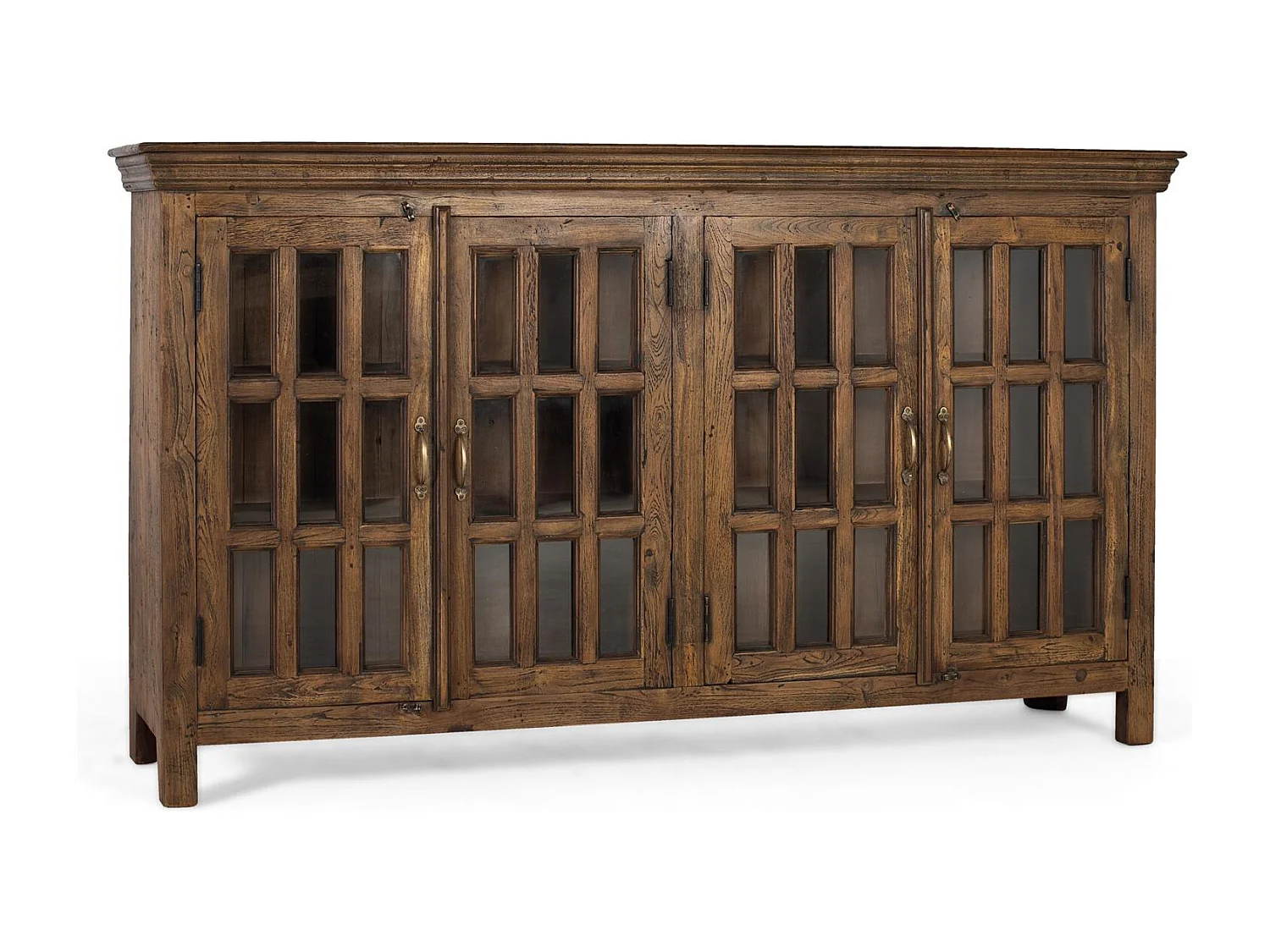 Buffet sculpté à la main en bois de teck recyclé