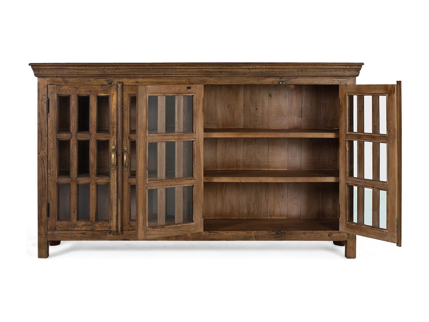 Buffet sculpté à la main en bois de teck recyclé