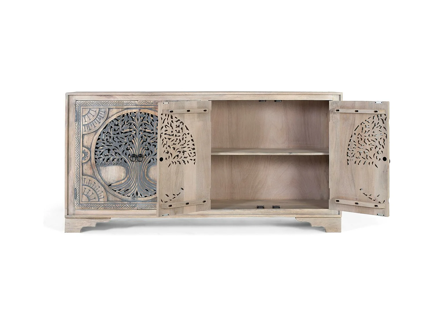 Sideboard aus Mangoholz mit 4 handdekorierten Türen