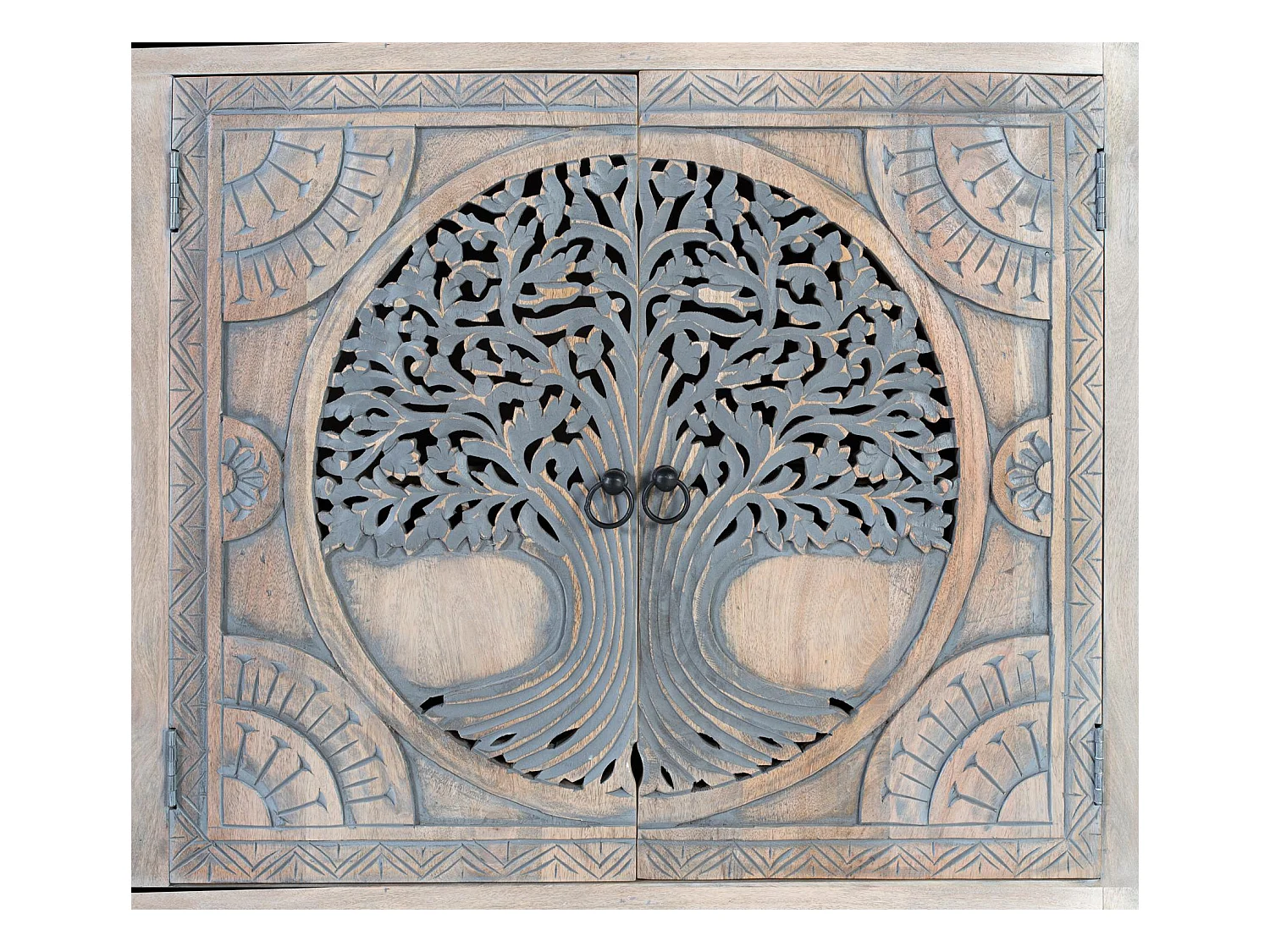 Sideboard aus Mangoholz mit 4 handdekorierten Türen