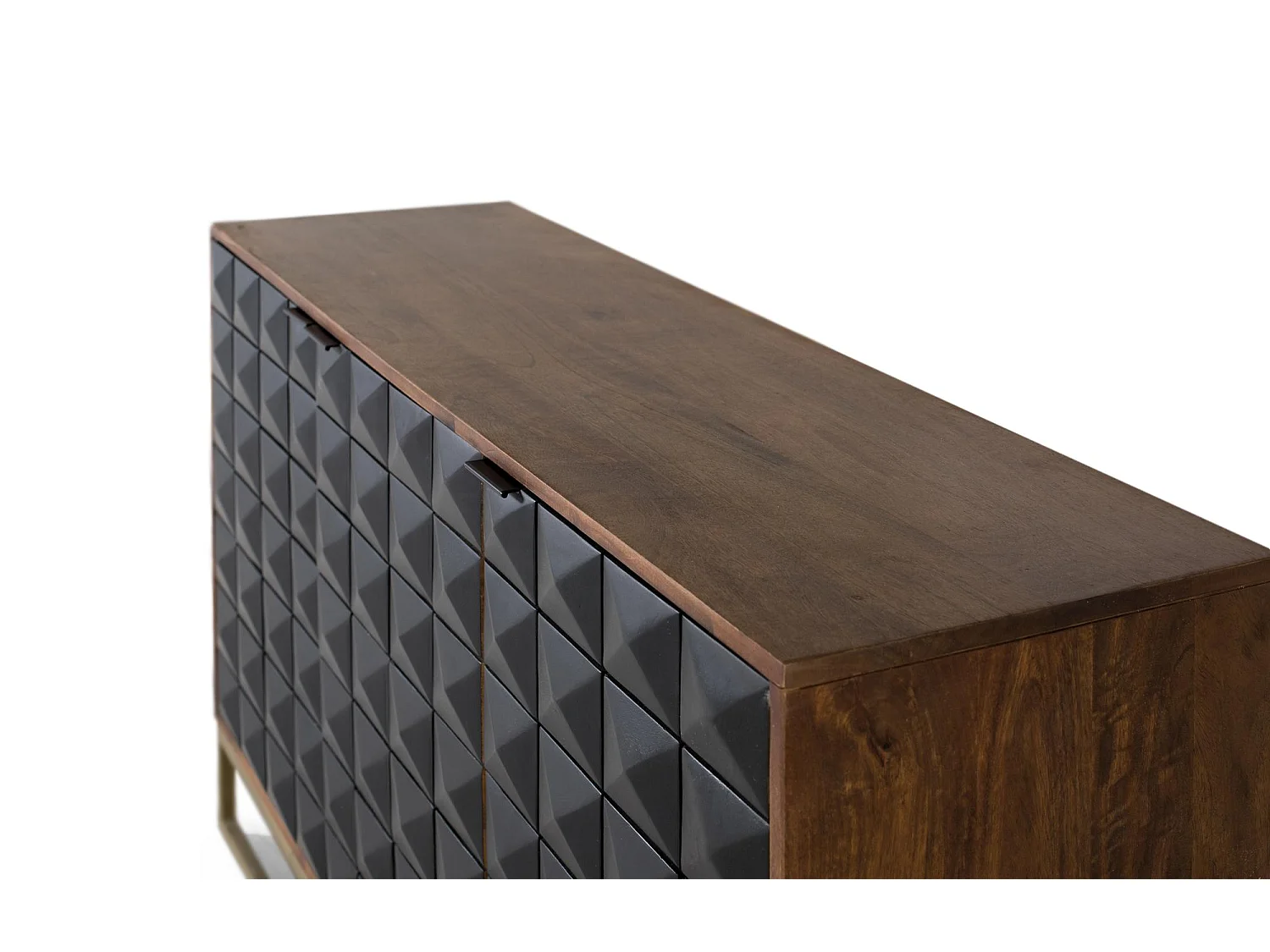 Buffet sculpté à la main en bois de manguier et pieds dorés 135 cm