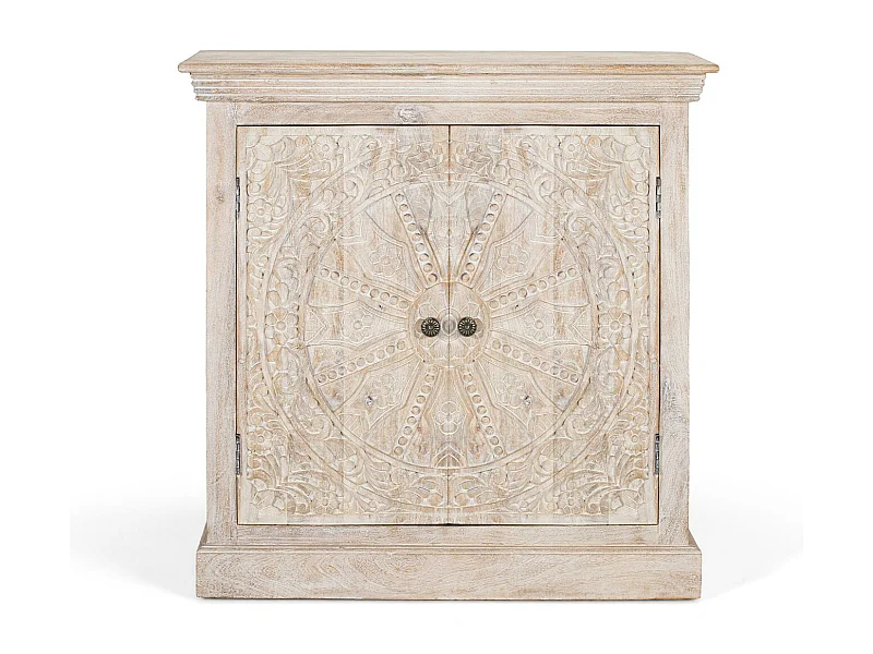 Komoda z dwoma drzwiami, wykonana ręcznie z drewna mango