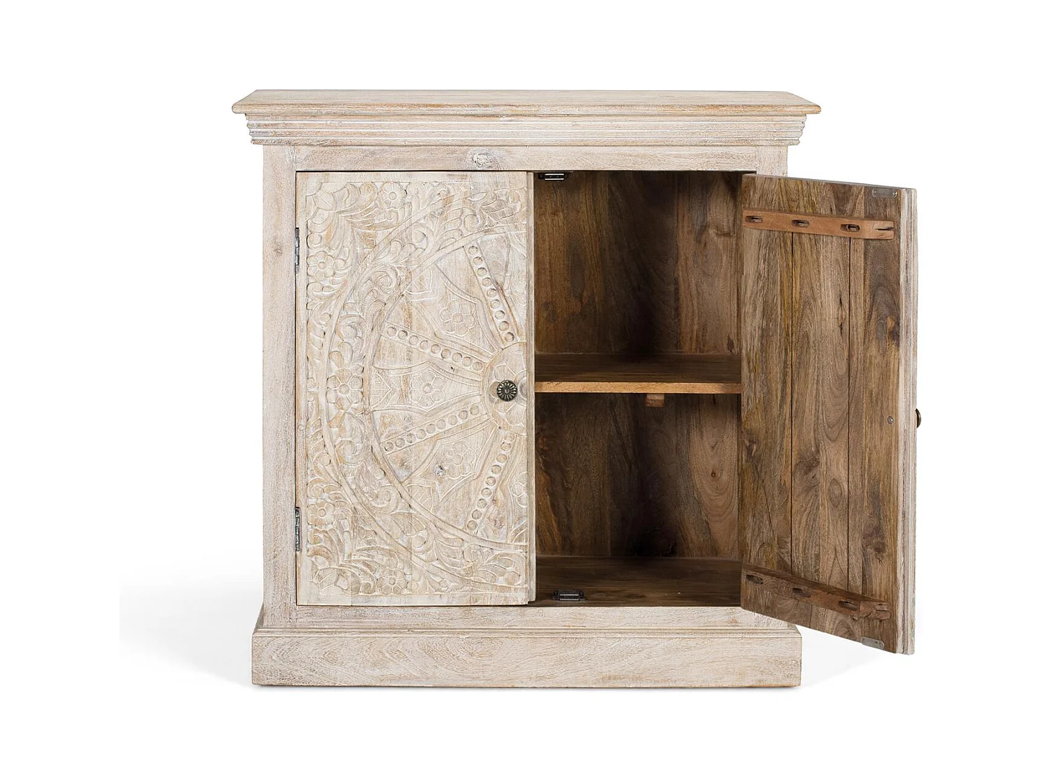 Buffet à deux portes fait main en bois de manguier