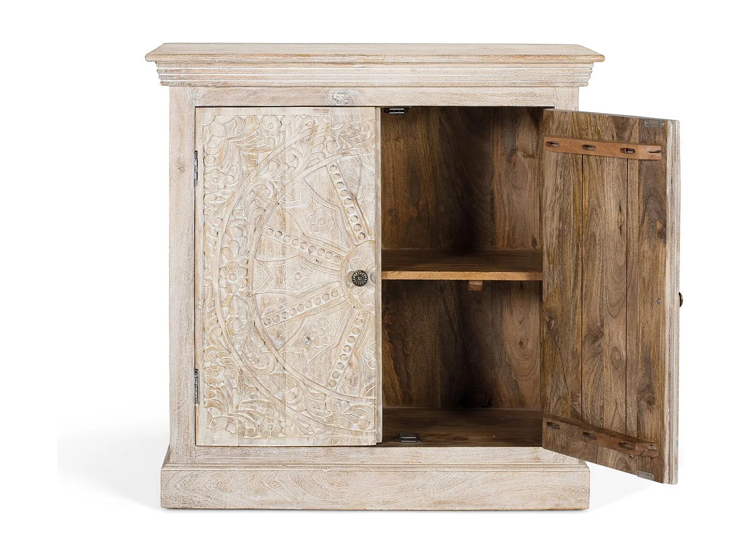 Buffet à deux portes fait main en bois de manguier