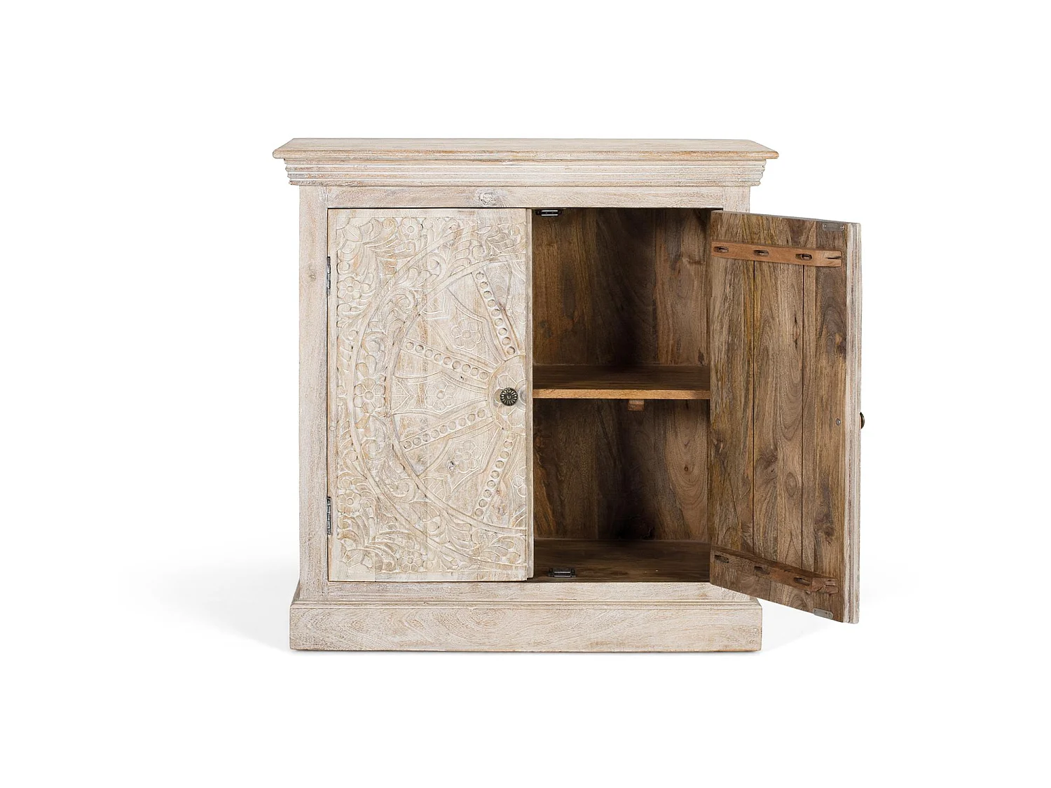 Buffet à deux portes fait main en bois de manguier