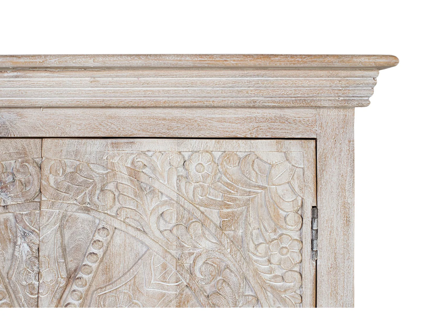 Buffet en bois de manguier, style ethnique colonial, sculpté - 90 x 90 x 40