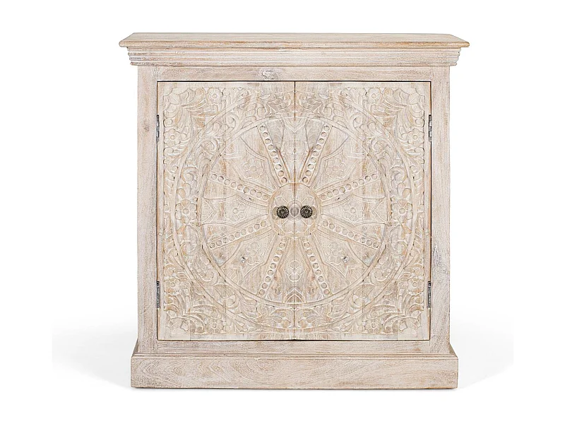 Buffet à deux portes fait main en bois de manguier