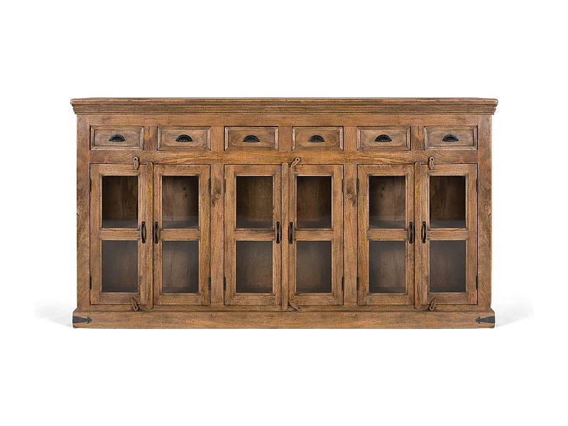 Wysoka komoda z drewna mango z ręcznie rzeźbionymi drzwiami