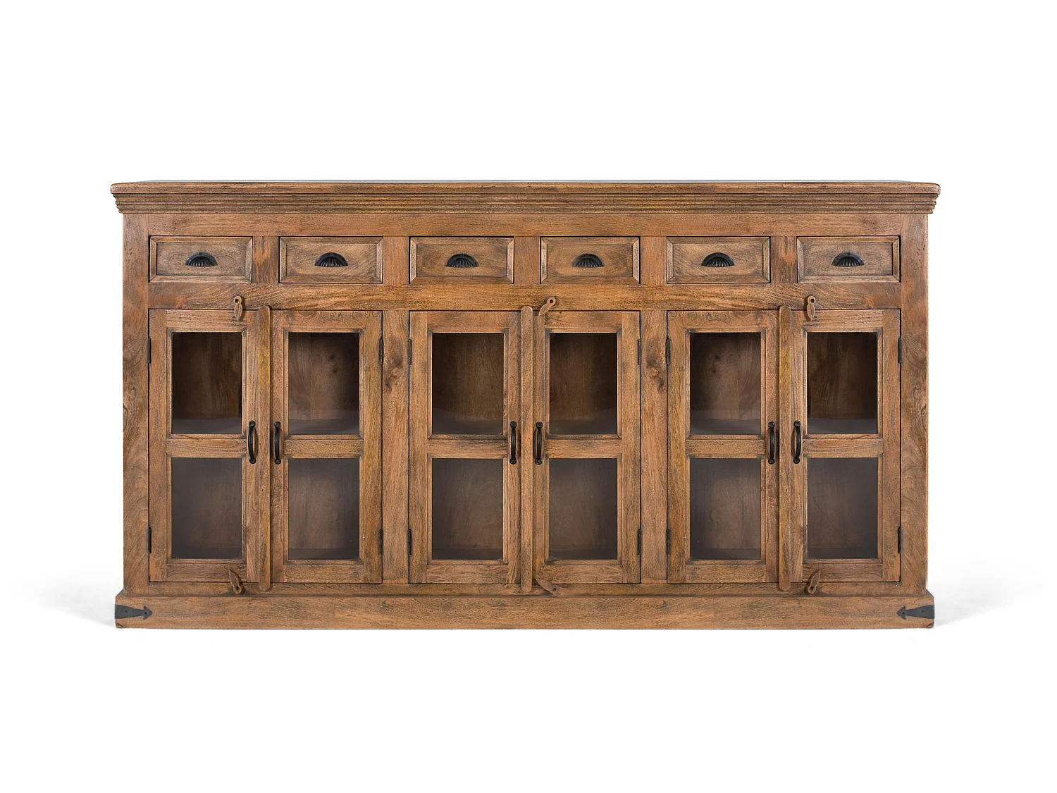 Buffet en bois de manguier, style colonial rustique - 120 x 225 x 45