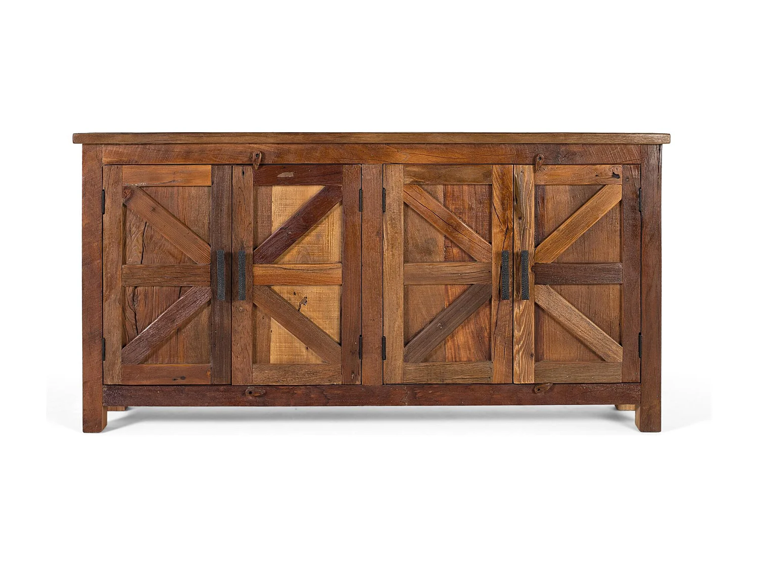 Rustikales Sideboard mit vier Türen handgefertigt aus recyceltem Holz