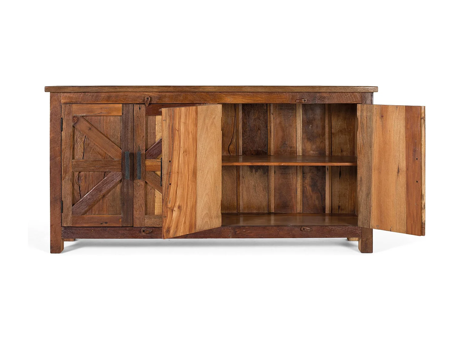 Rustikales Sideboard mit vier Türen handgefertigt aus recyceltem Holz
