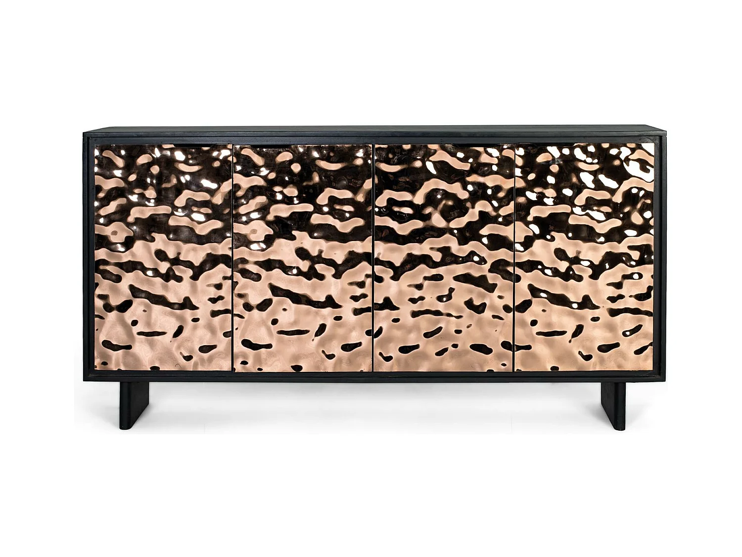 Hedendaags dressoir van mangohout en ijzeren poten