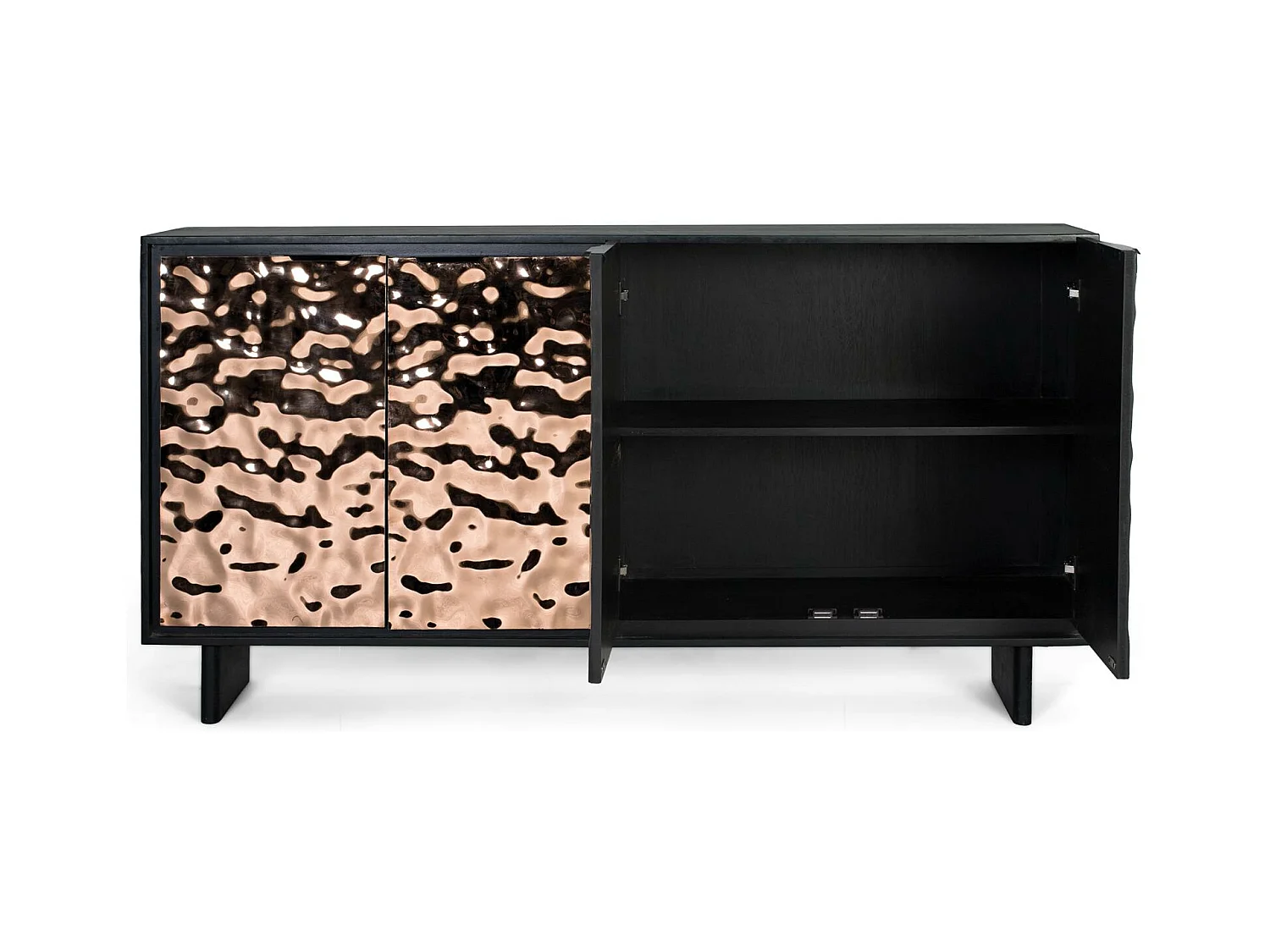 Hedendaags dressoir van mangohout en ijzeren poten