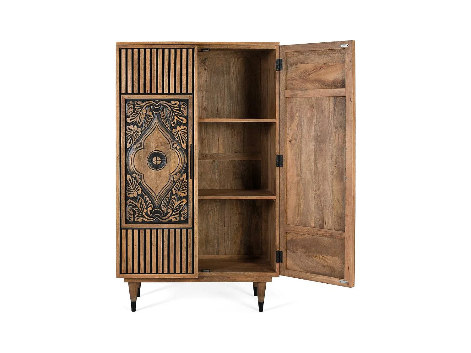 Hohes Sideboard aus Mangoholz und handbemalten Details