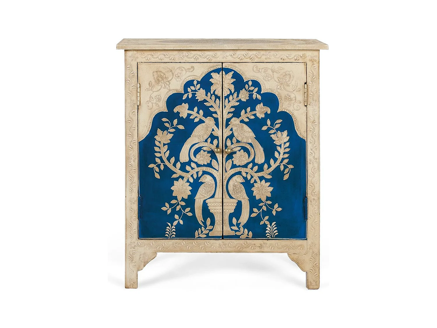 Meuble d'appoint en bois de manguier et peint à la main
