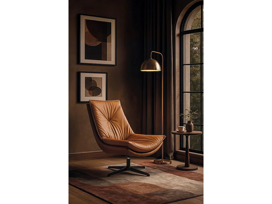 Sessel mit PU-Lederbezug, 63 cm, moderner eleganter Stil – 95 x 63 x 90 cm