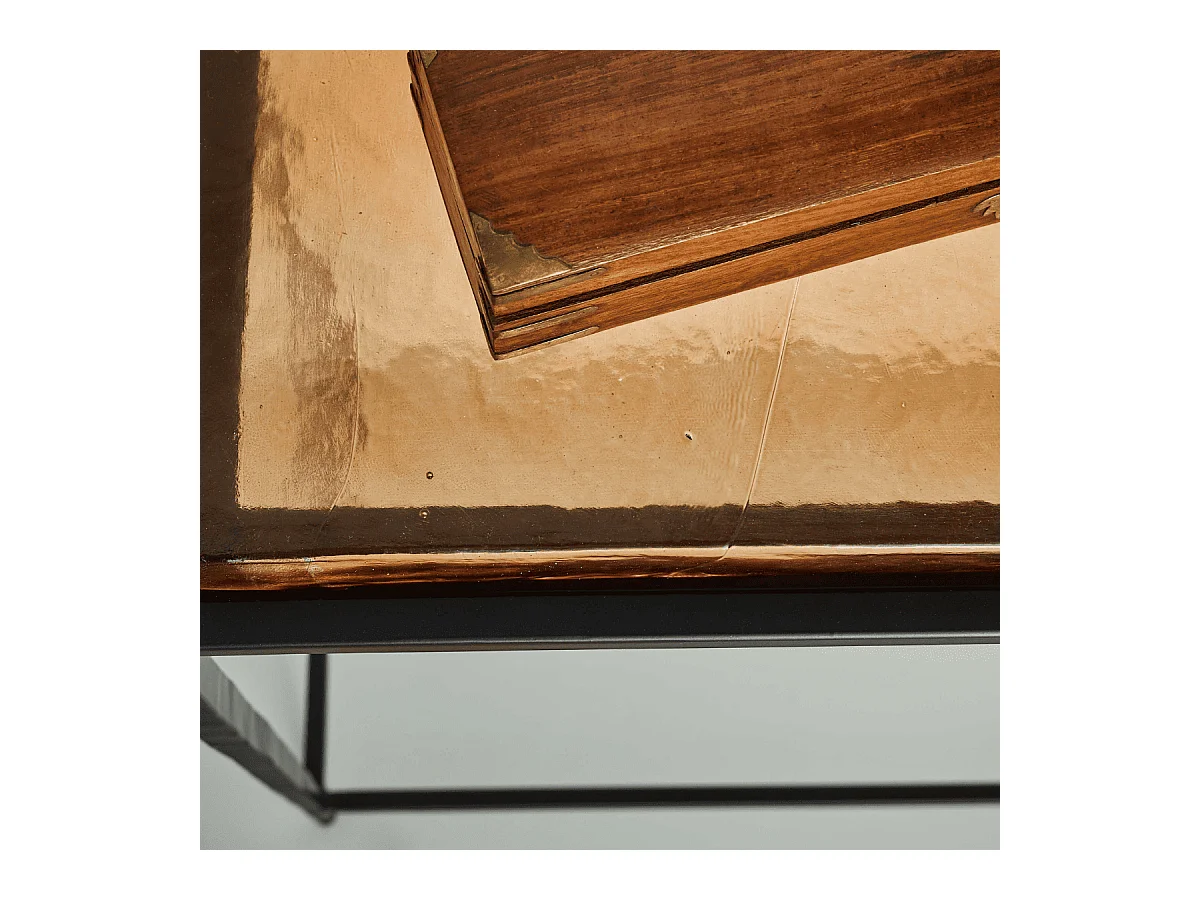 Grande console en verre fumé et métal L110 cm IGLOO