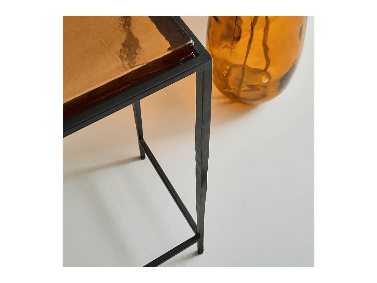 Grande console en verre fumé et métal L110 cm IGLOO