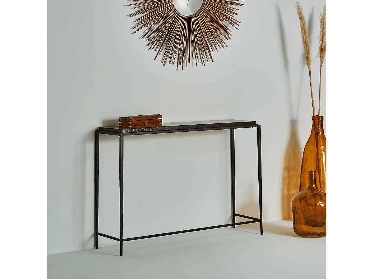 Grande console en verre fumé et métal L110 cm IGLOO