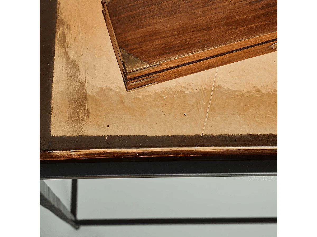 Grande console en verre fumé et métal L110 cm IGLOO