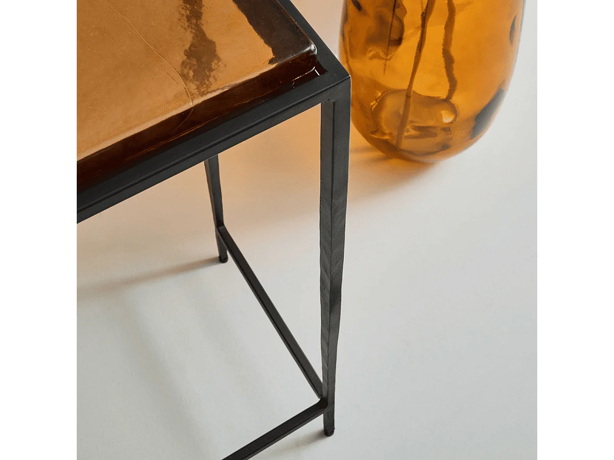 Grande console en verre fumé et métal L110 cm IGLOO