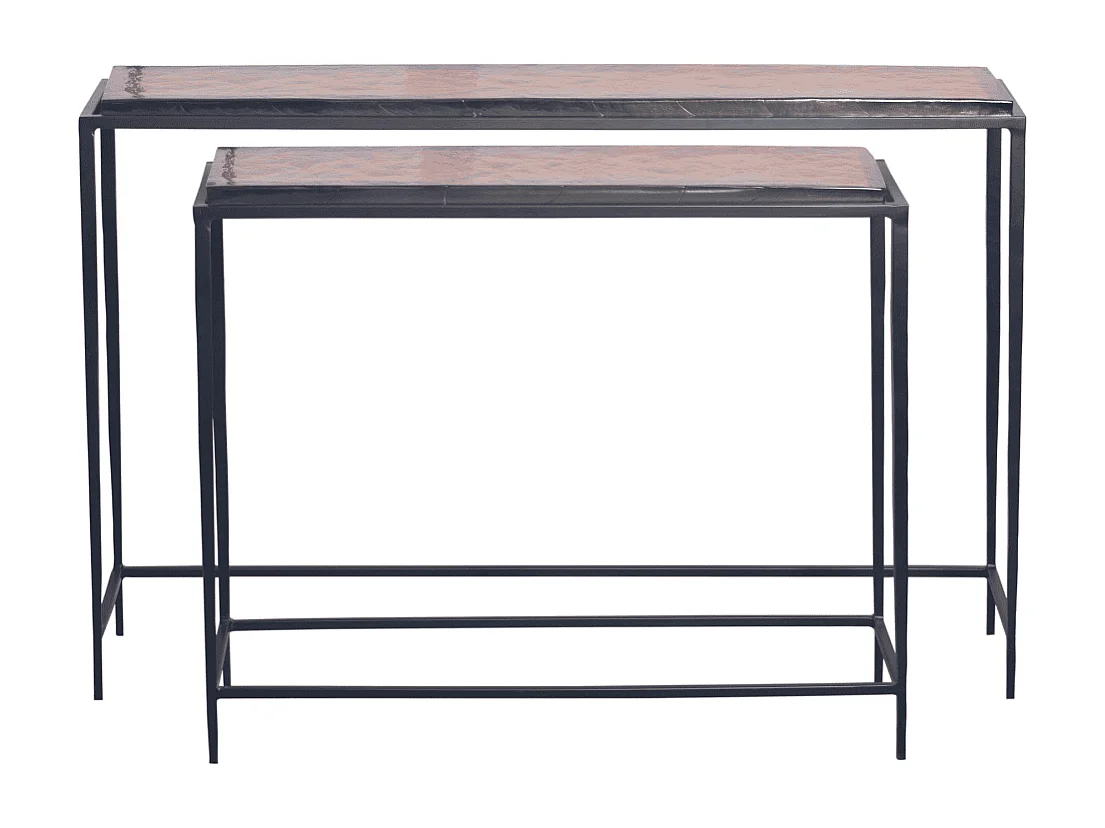 Grande console en verre fumé et métal L110 cm IGLOO