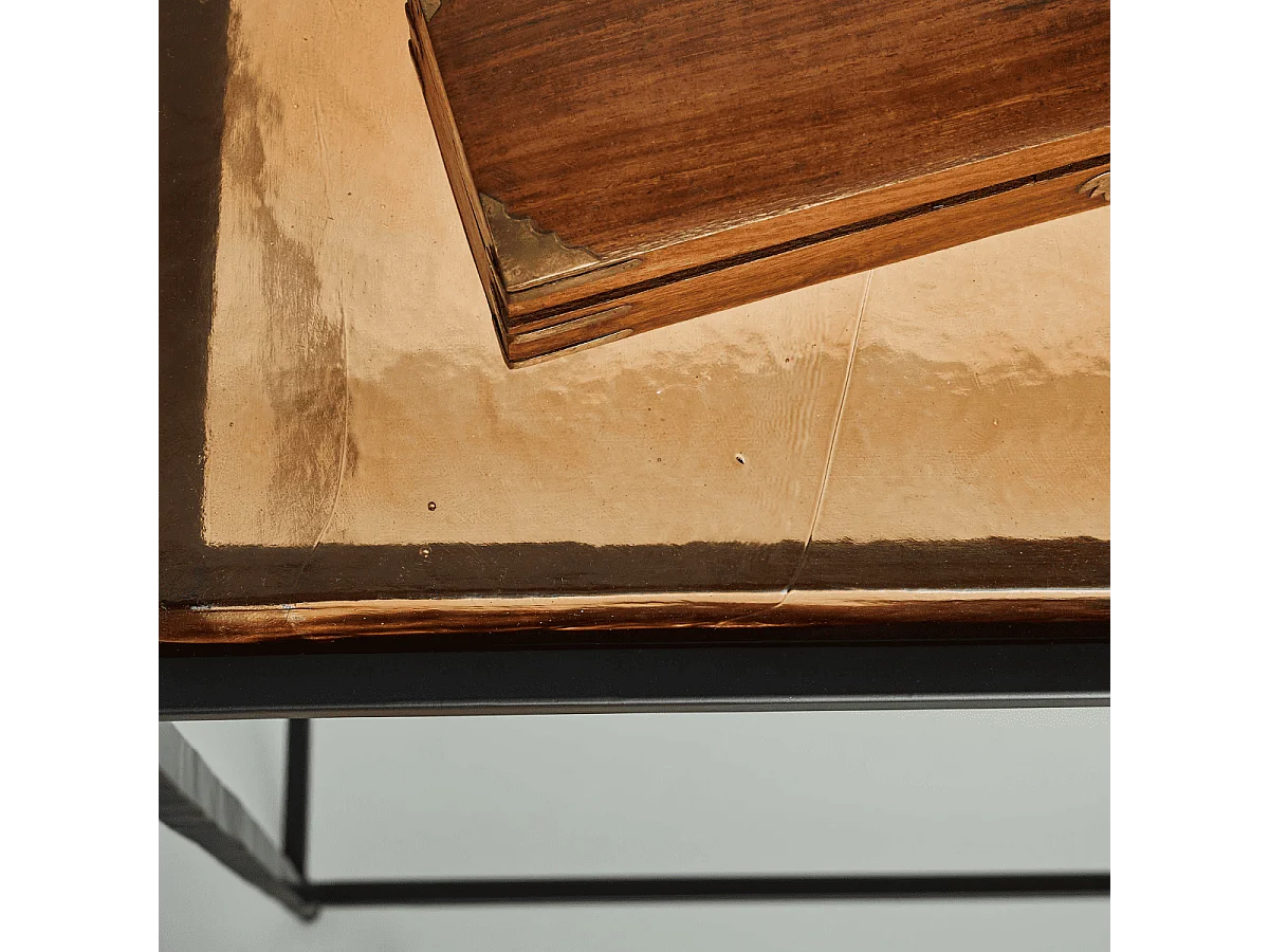 Grande console en verre fumé et métal L110 cm IGLOO