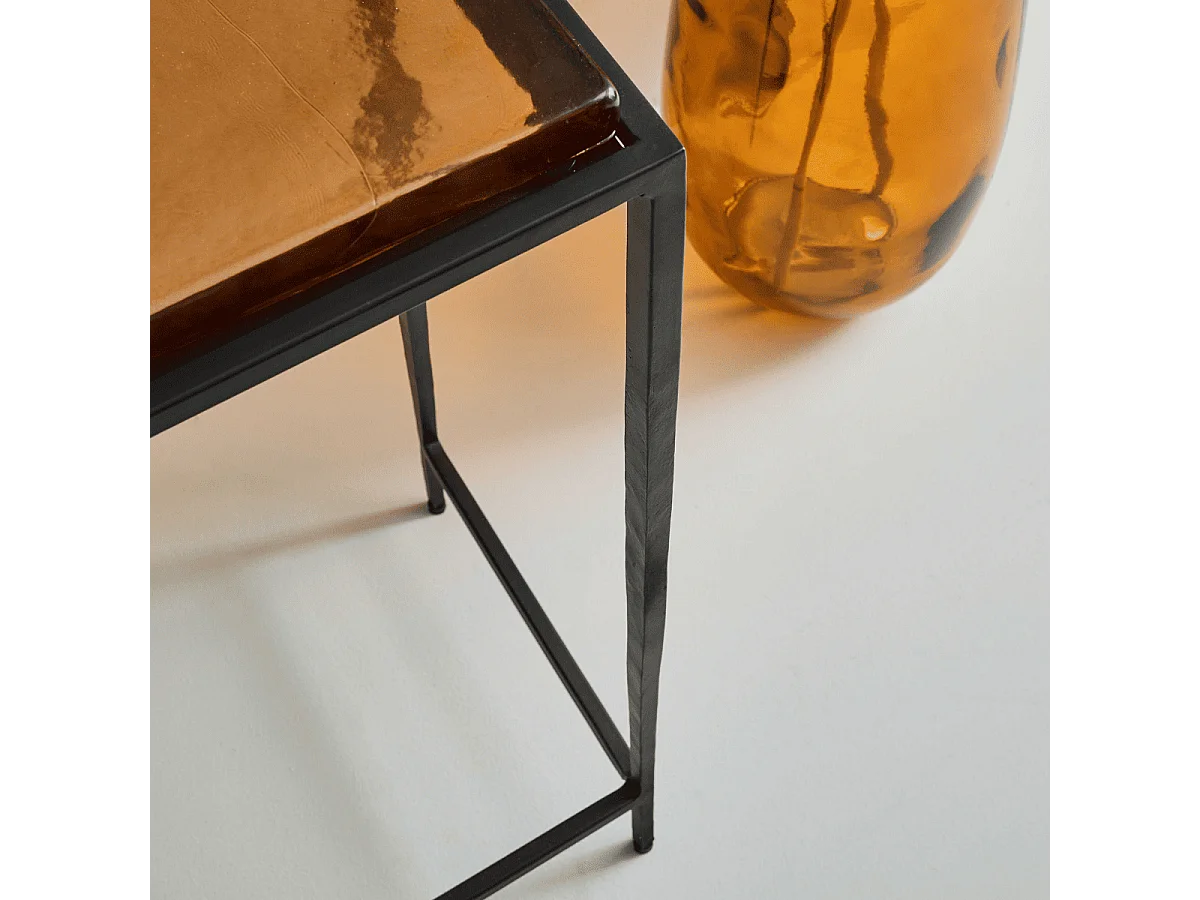 Grande console en verre fumé et métal L110 cm IGLOO