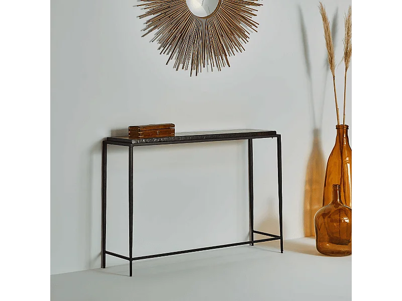 Grote console van gerookt glas en zwart metaal L110 cm - IGLOO