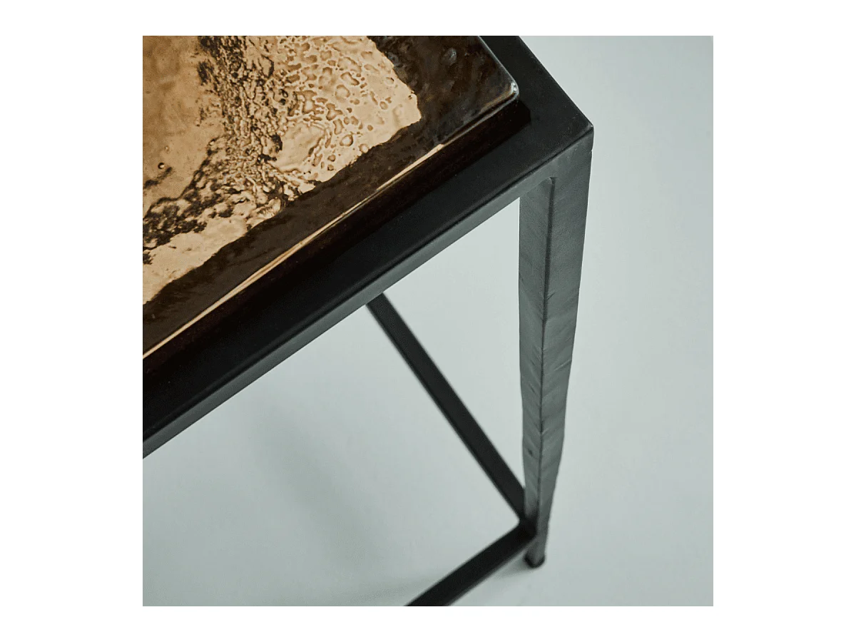 Petite console en verre fumé et métal L80 cm IGLOO